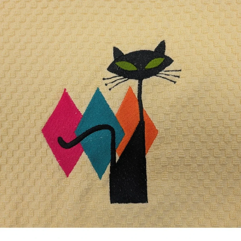 Retro Mid Century Modern Atomic Cat Kitchen Bar Hand Towel Great Gift Idea!